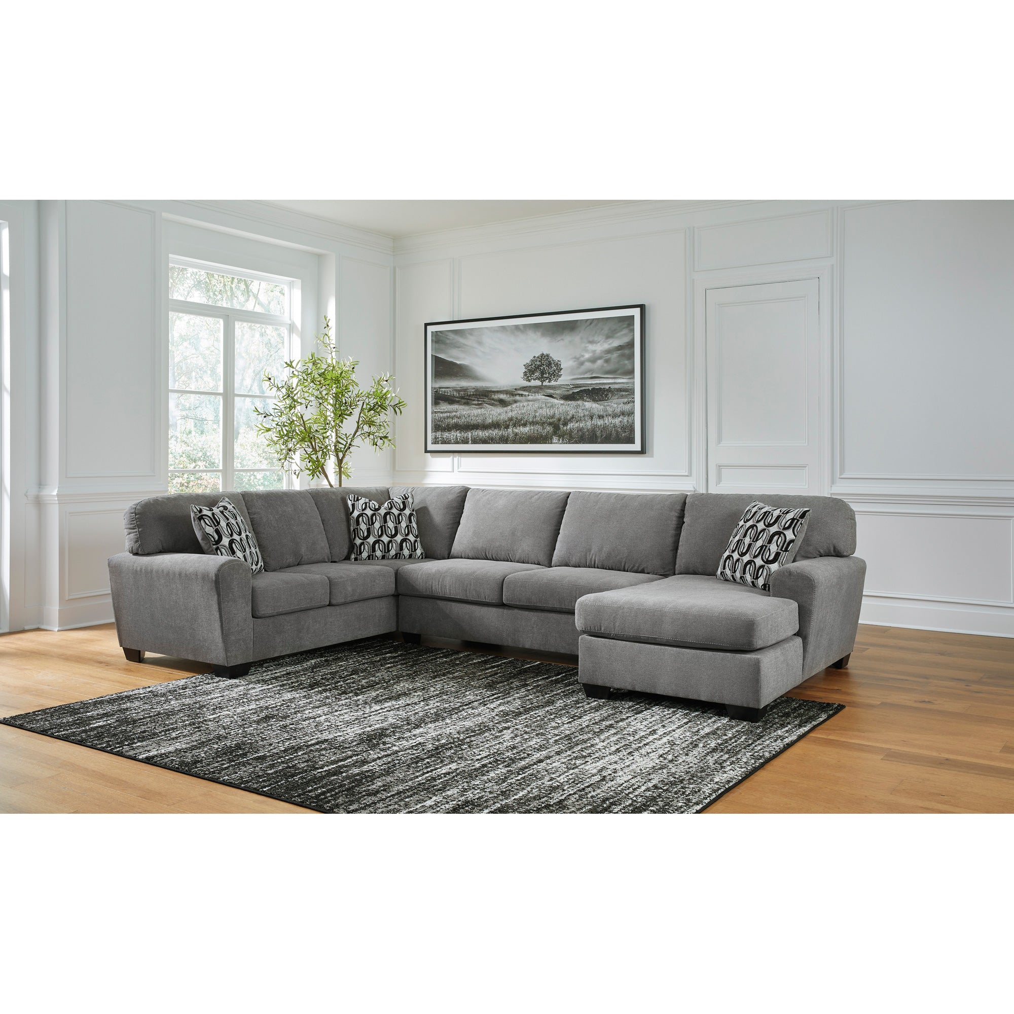 グローゲソファ (M+X+I) シルバー Birkdale Court 3 Piece Right Chaise Sectional – Slumberland