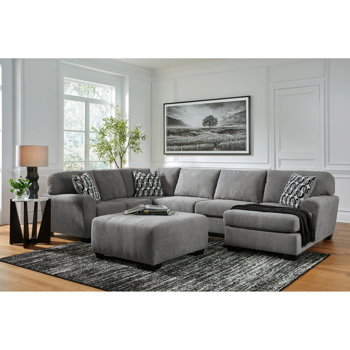 Room setting 2 featuring Birkdale Court Gray 3 Piece Right Chaise Sectional