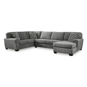 Birkdale Court Gray 3 Piece Right Chaise Sectional QK1104807