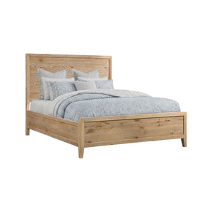 Front right view of Norwich Rustic Antique Oak Queen Panel Bed
