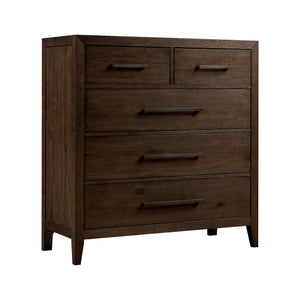 Front right view of Norwich Rustic Driftwood Oak 5 Drawer Chest