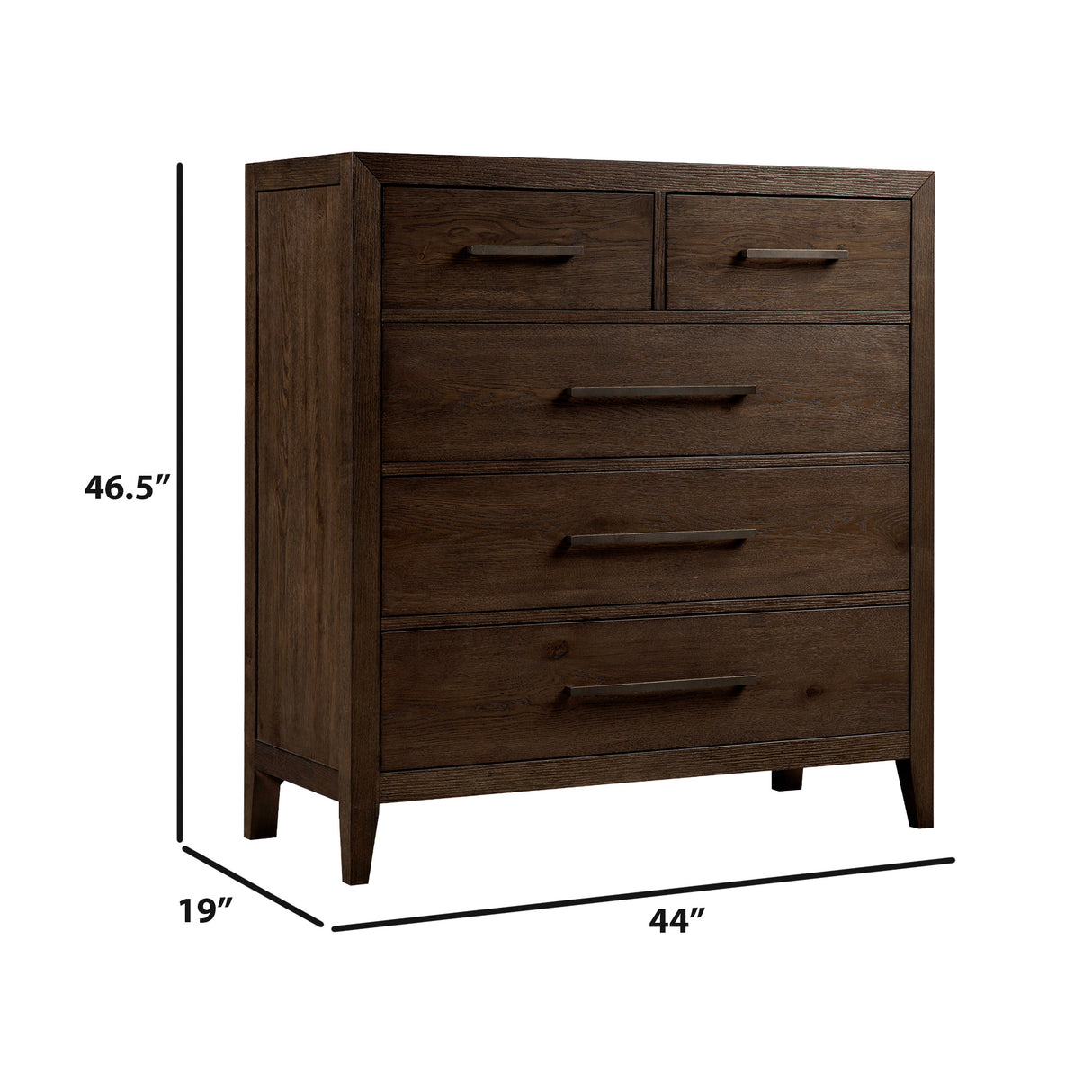 Detail view of Norwich Rustic Driftwood Oak 5 Drawer Chest