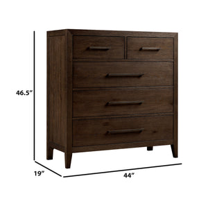 Detail view of Norwich Rustic Driftwood Oak 5 Drawer Chest