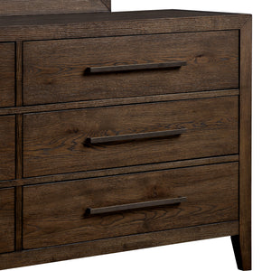 Detail view of Norwich Rustic Driftwood Oak 6 Drawer Dresser