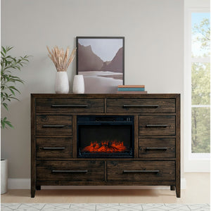 A room setting featuring Norwich Rustic Driftwood Oak Fireplace Chest