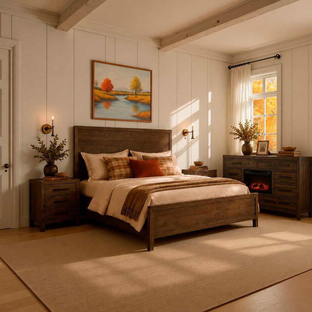 Room setting 2 featuring Norwich Rustic Driftwood Oak Fireplace Chest