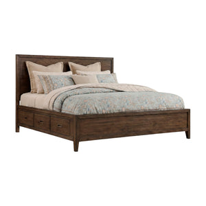 Front right view of Norwich Rustic Driftwood Oak King Storage Bed