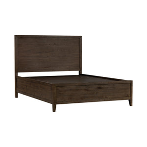 Detail view of Norwich Rustic Driftwood Oak Queen Panel Bed