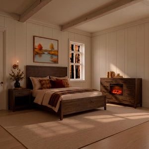 Room setting 2 featuring Norwich Rustic Driftwood Oak Queen Panel Bed