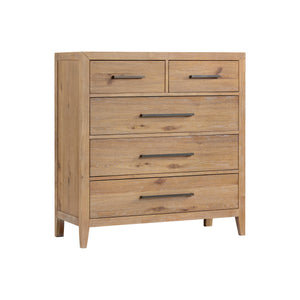 Front right view of Norwich Rustic Antique Oak 5 Drawer Chest