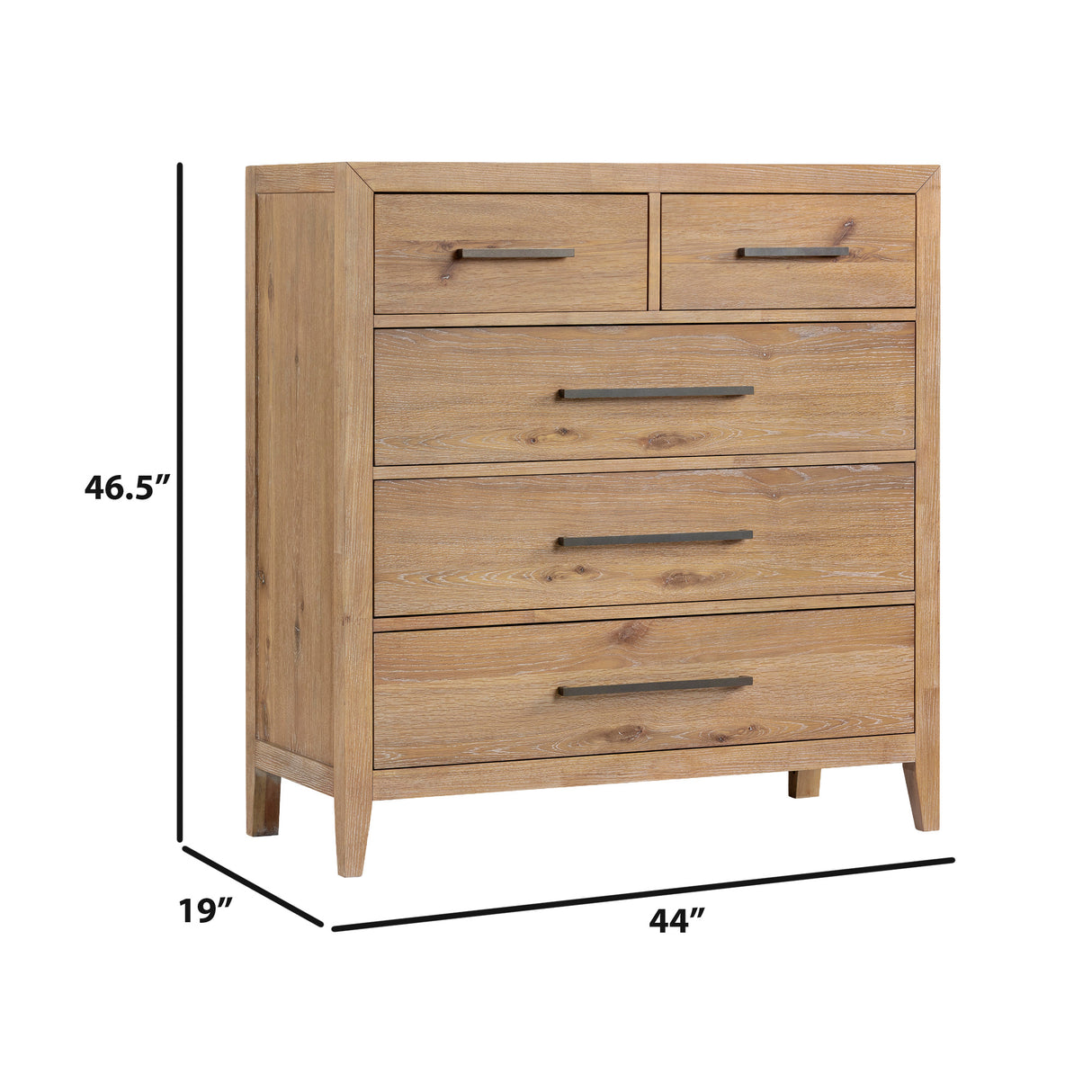 Detail view of Norwich Rustic Antique Oak 5 Drawer Chest