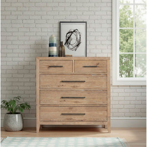 A room setting featuring Norwich Rustic Antique Oak 5 Drawer Chest
