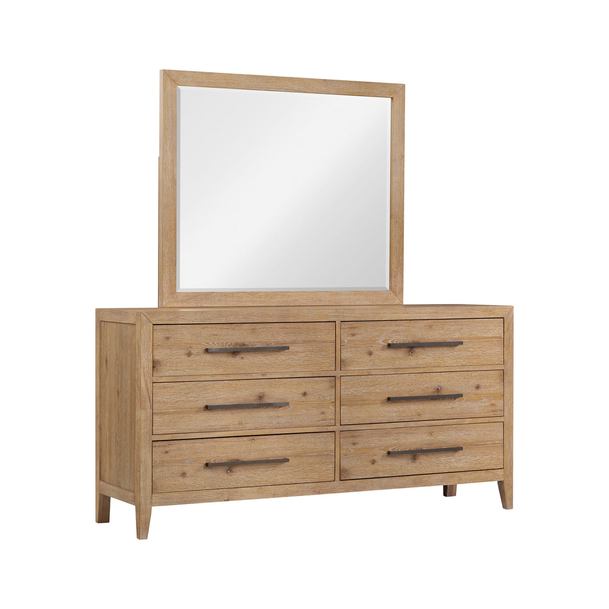Front right view of Norwich Rustic Antique Oak 6 Drawer Dresser