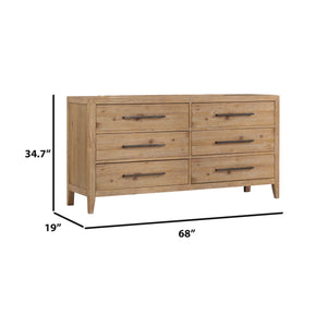 Detail view of Norwich Rustic Antique Oak 6 Drawer Dresser