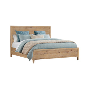 Front right view of Norwich Rustic Antique Oak King Panel Bed