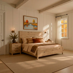 Room setting 2 featuring Norwich Rustic Antique Oak King Panel Bed