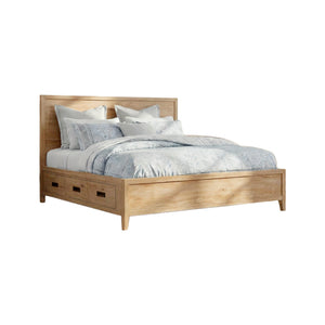 Front right view of Norwich Rustic Antique Oak King Storage Bed