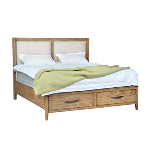 Front right view of Belgium Sandrift Queen Storage Bed
