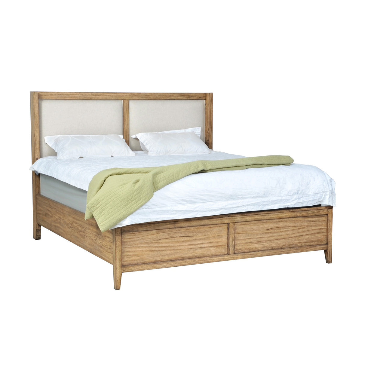 Front right view of Belgium Sandrift King Panel Bed