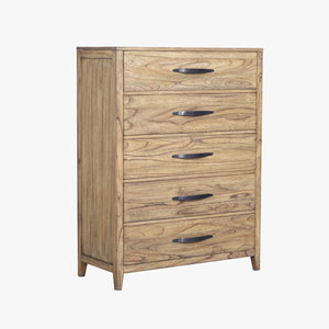 Front right view of Belgium Sandrift 5 Drawer Tall Chest