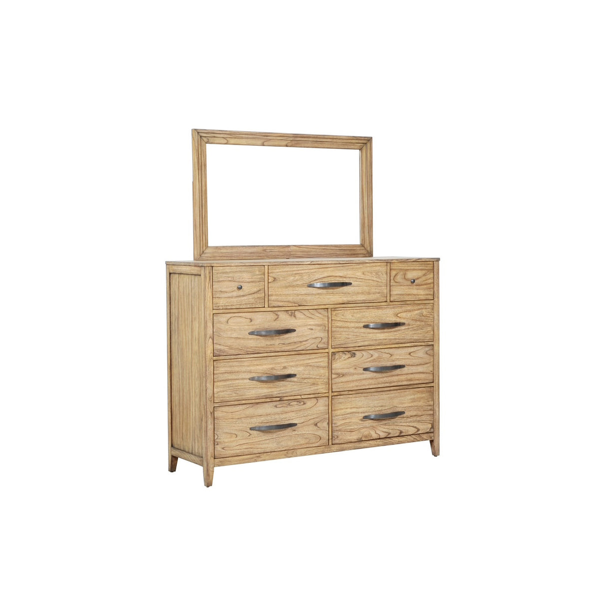 Front right view of Belgium Sandrift 9 Drawer Dresser