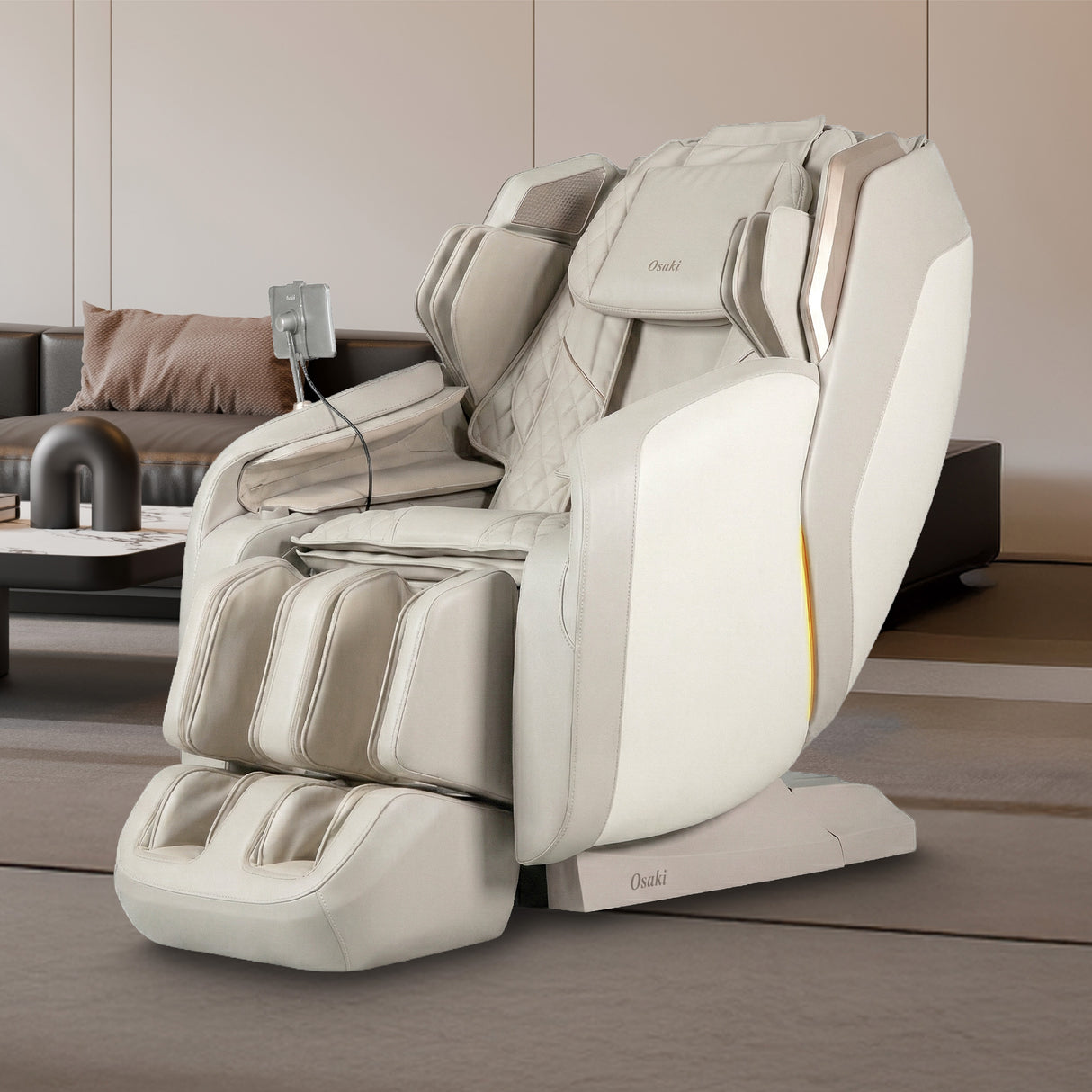 A room setting featuring Duke XL Taupe Massage Chair