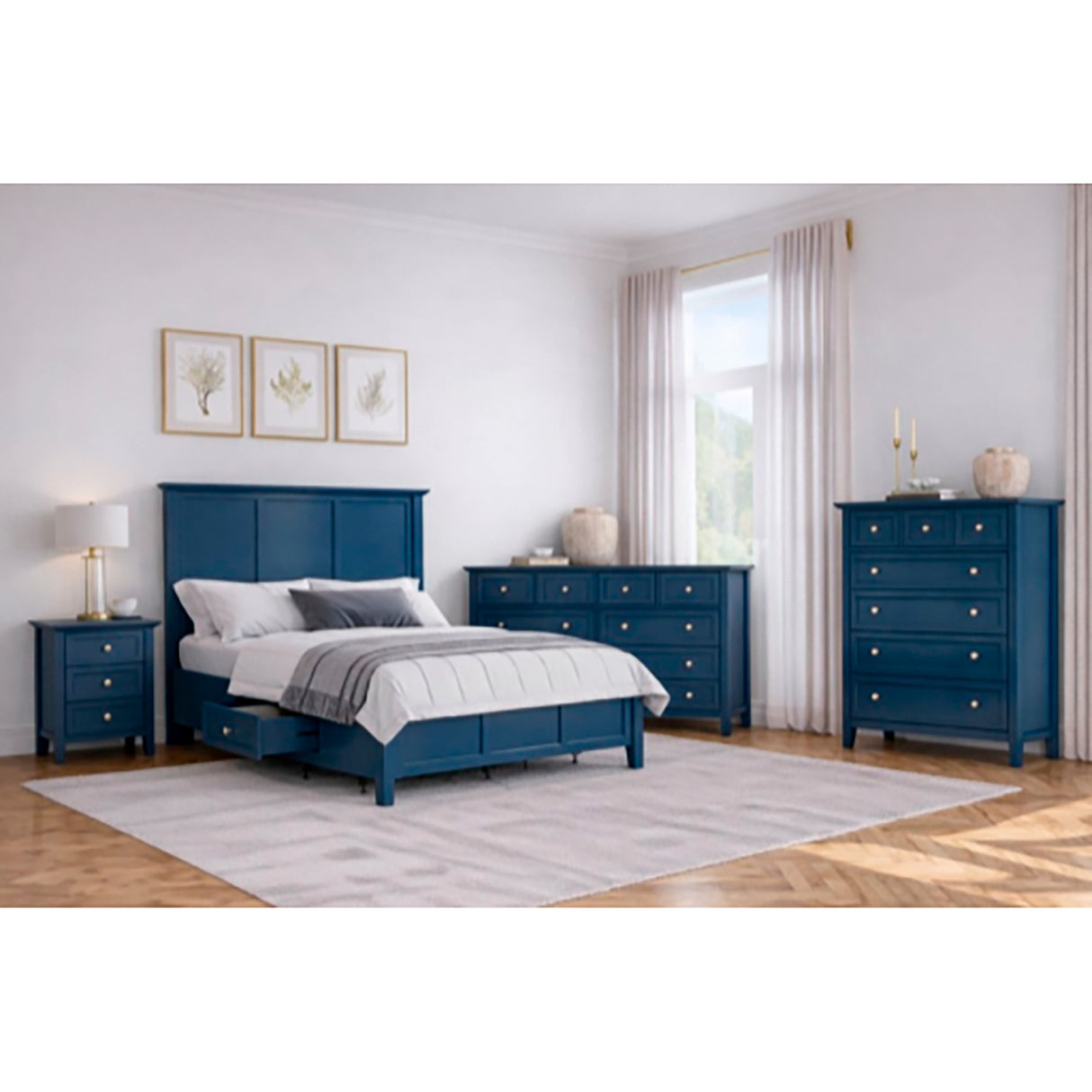 A room setting featuring Grace Blueberry Chest