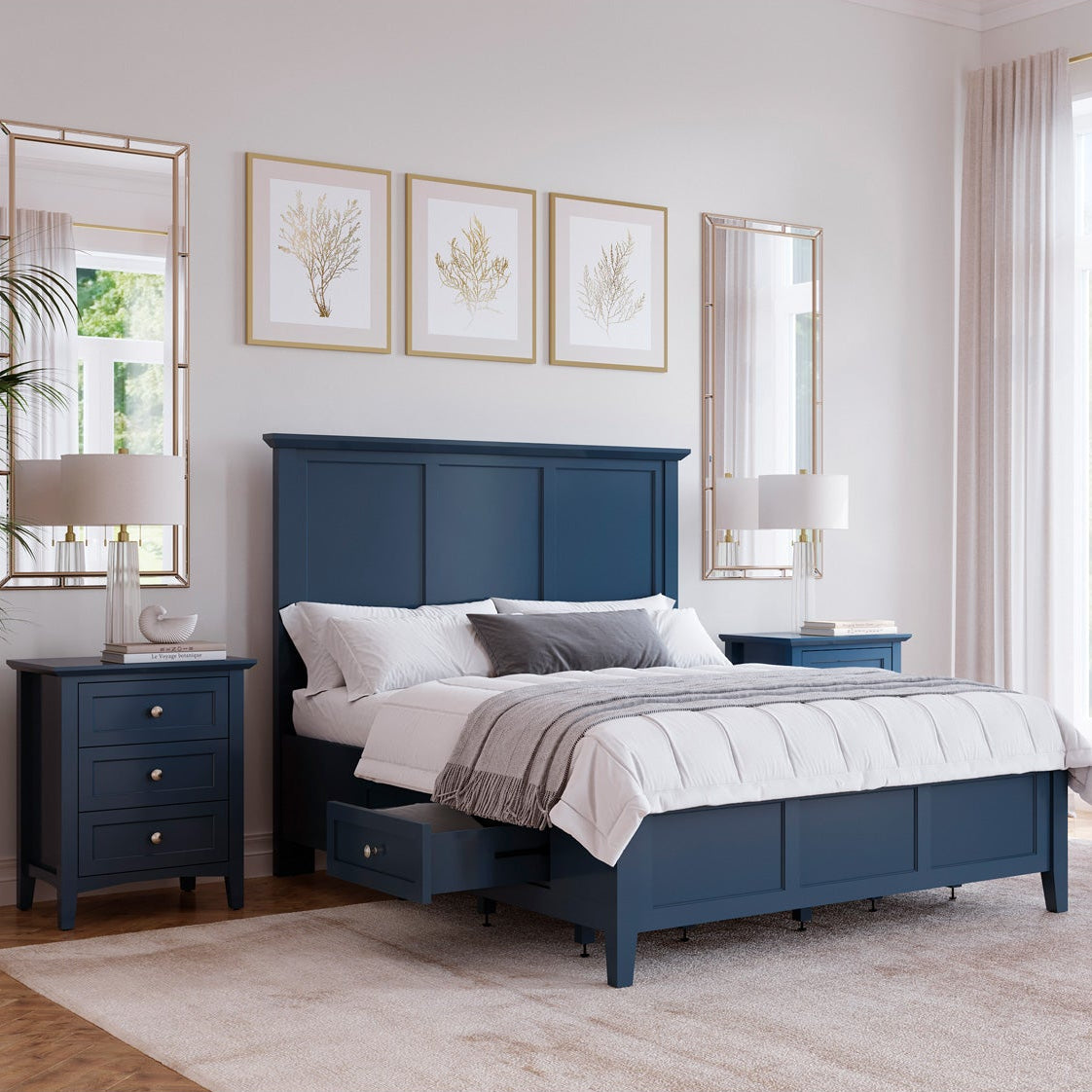 A room setting featuring Grace Blueberry Queen Storage Bed
