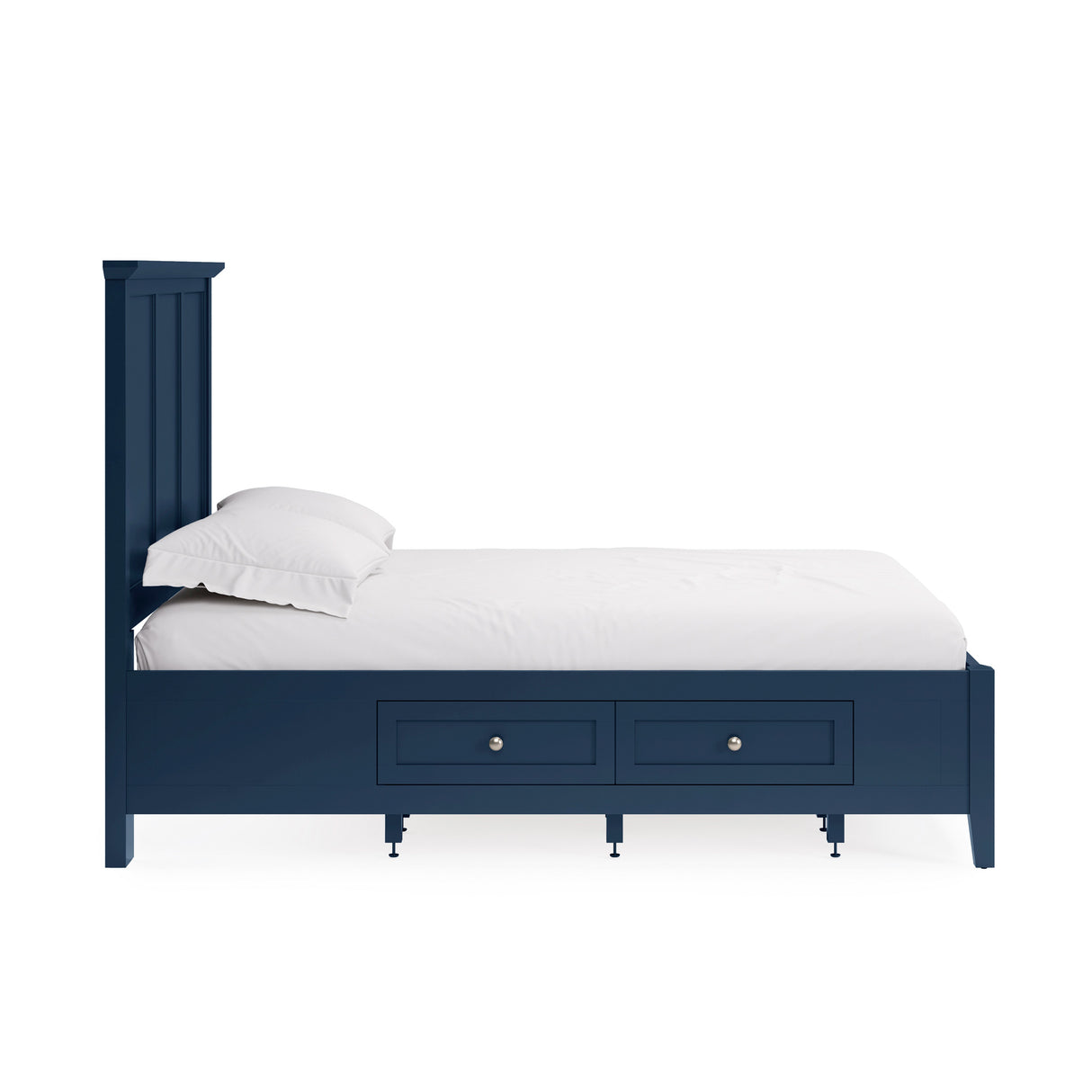 Side view of Grace Blueberry Queen Storage Bed