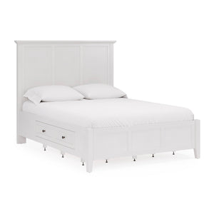 Front right view of Grace Snowfall Queen Storage Bed
