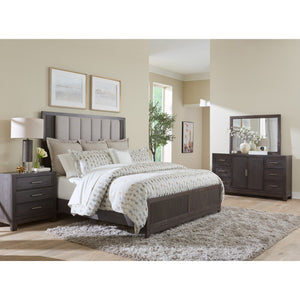 A room setting featuring Modern Edge Caffe Queen 4 Piece Upholstered Room Group