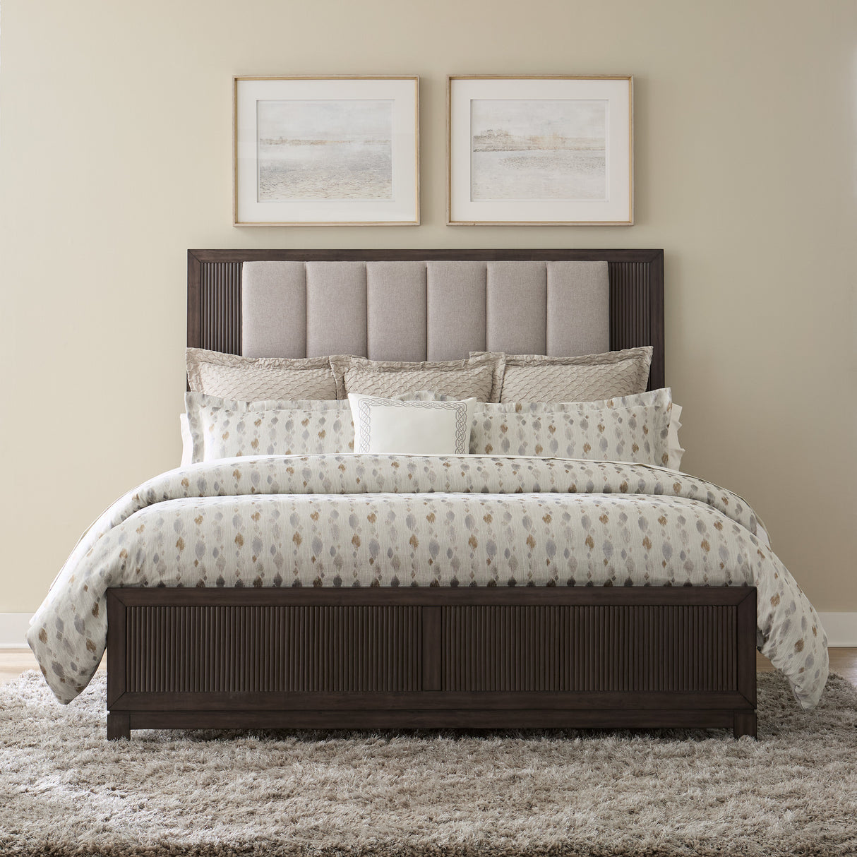 A room setting featuring Modern Edge Caffe King Upholstered Bed