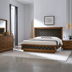 A room setting featuring Black Diamond Casual Honey King 4 Piece Panel Room Group