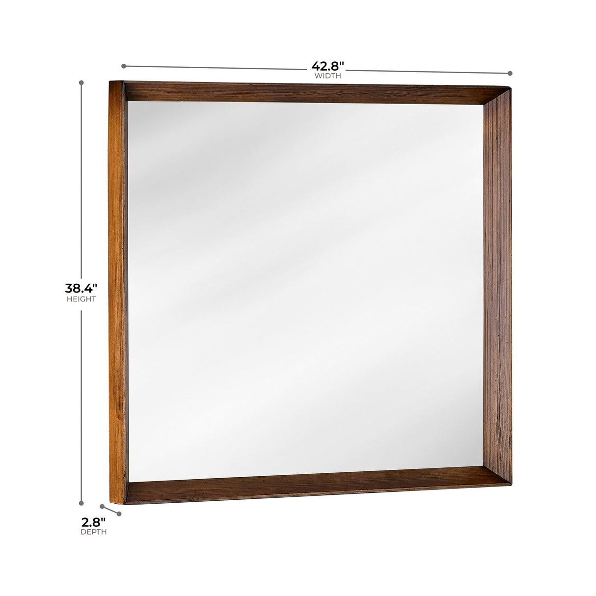 Detail image of Black Diamond Casual Honey Mirror with overlay of product dimensions
