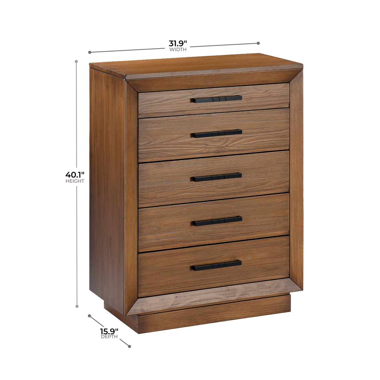 Detail image of Black Diamond Casual Honey Chest with overlay of product dimensions
