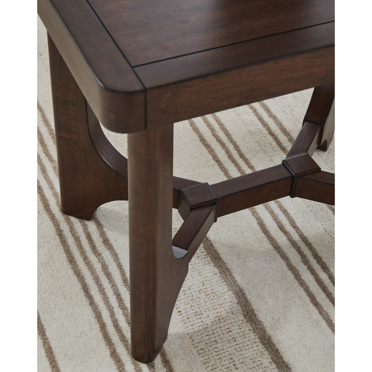 Detail view of Korestone Dark Brown End Table