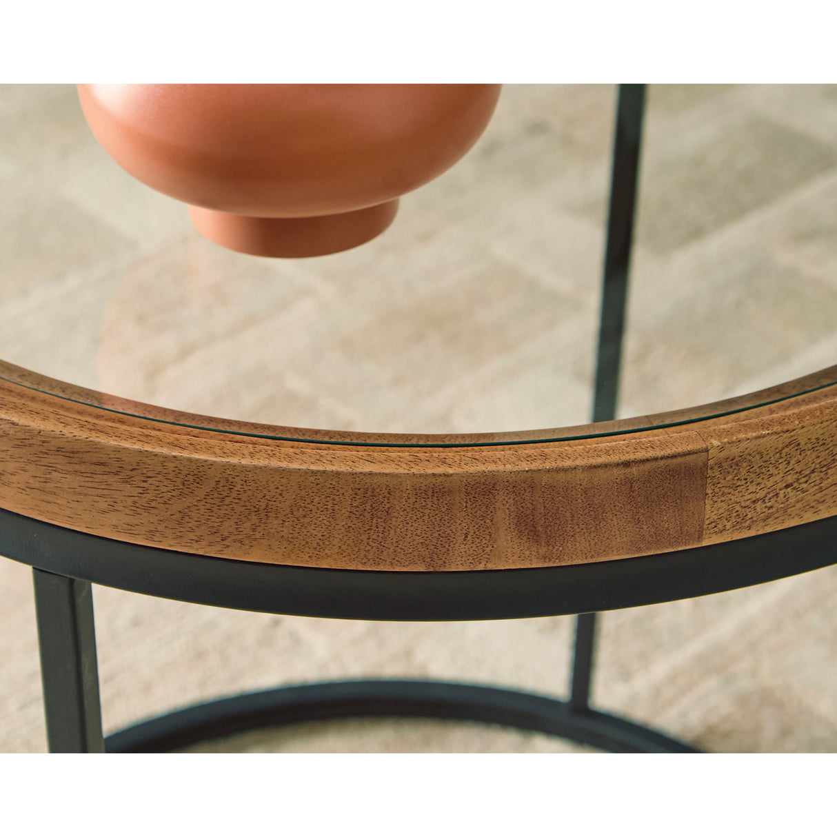 Detail view of Noraluna Brown End Table