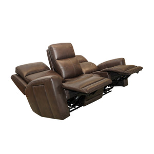 Open view of Everest Rustic Brown Power Reclining Sofa
