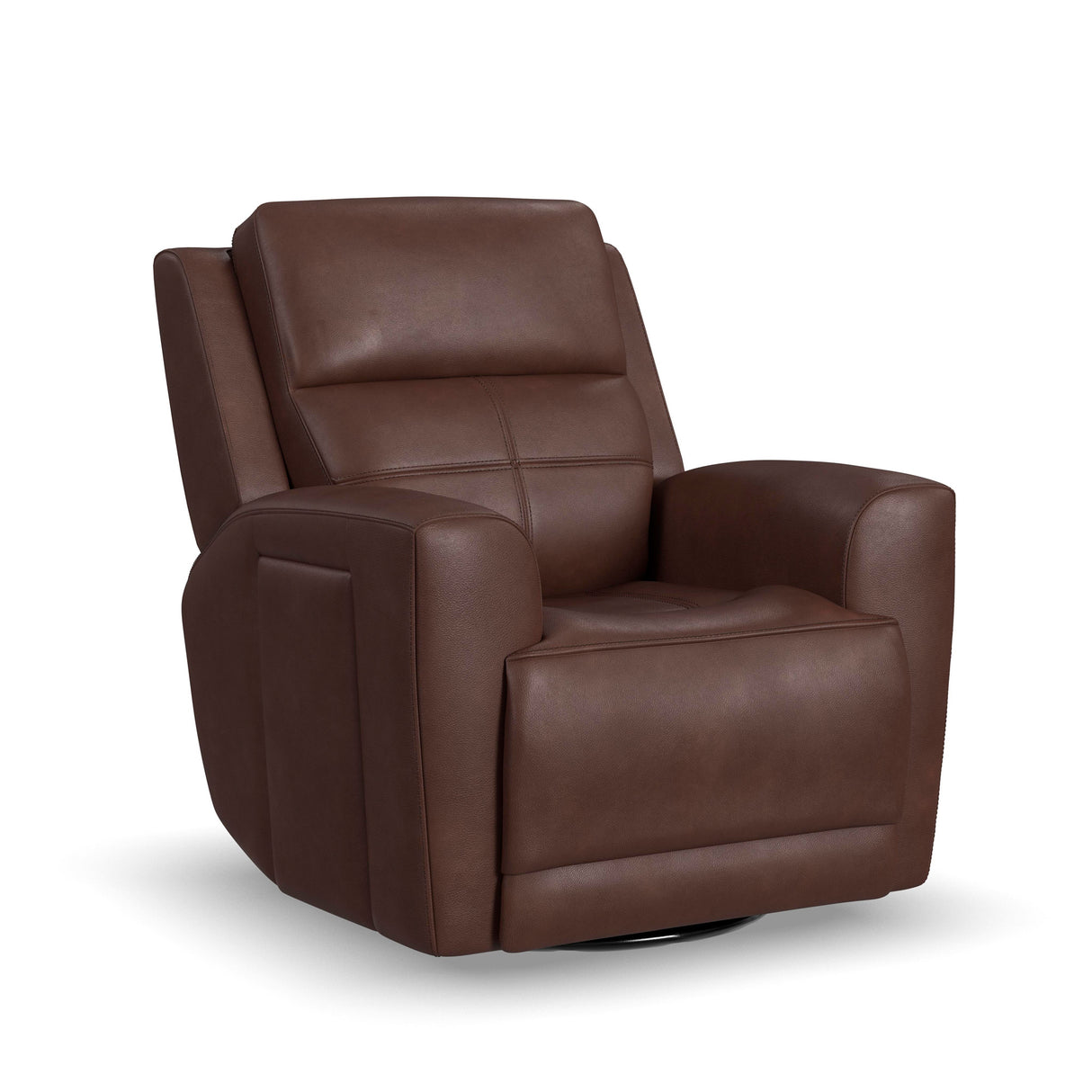 Front right view of Everest Rustic Brown Power Swivel Glider Recliner