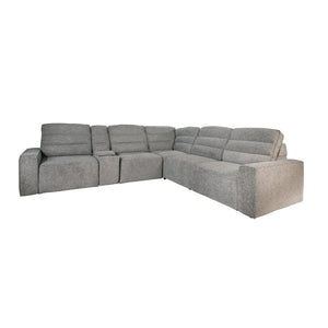 Front right view of Duncan Smoke 6 Piece Power Slider Chaise Sleeper Sectional