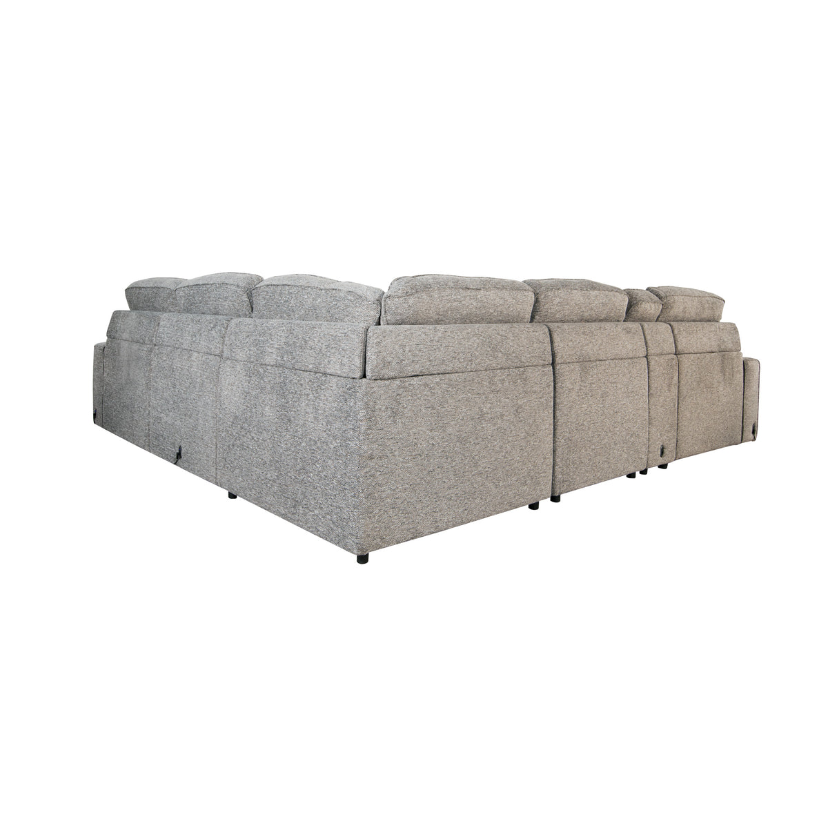 Back view of Duncan Smoke 6 Piece Power Slider Chaise Sleeper Sectional