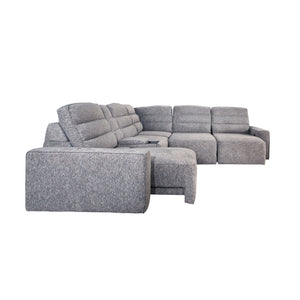 Extended view of Duncan Smoke 6 Piece Power Slider Chaise Sleeper Sectional