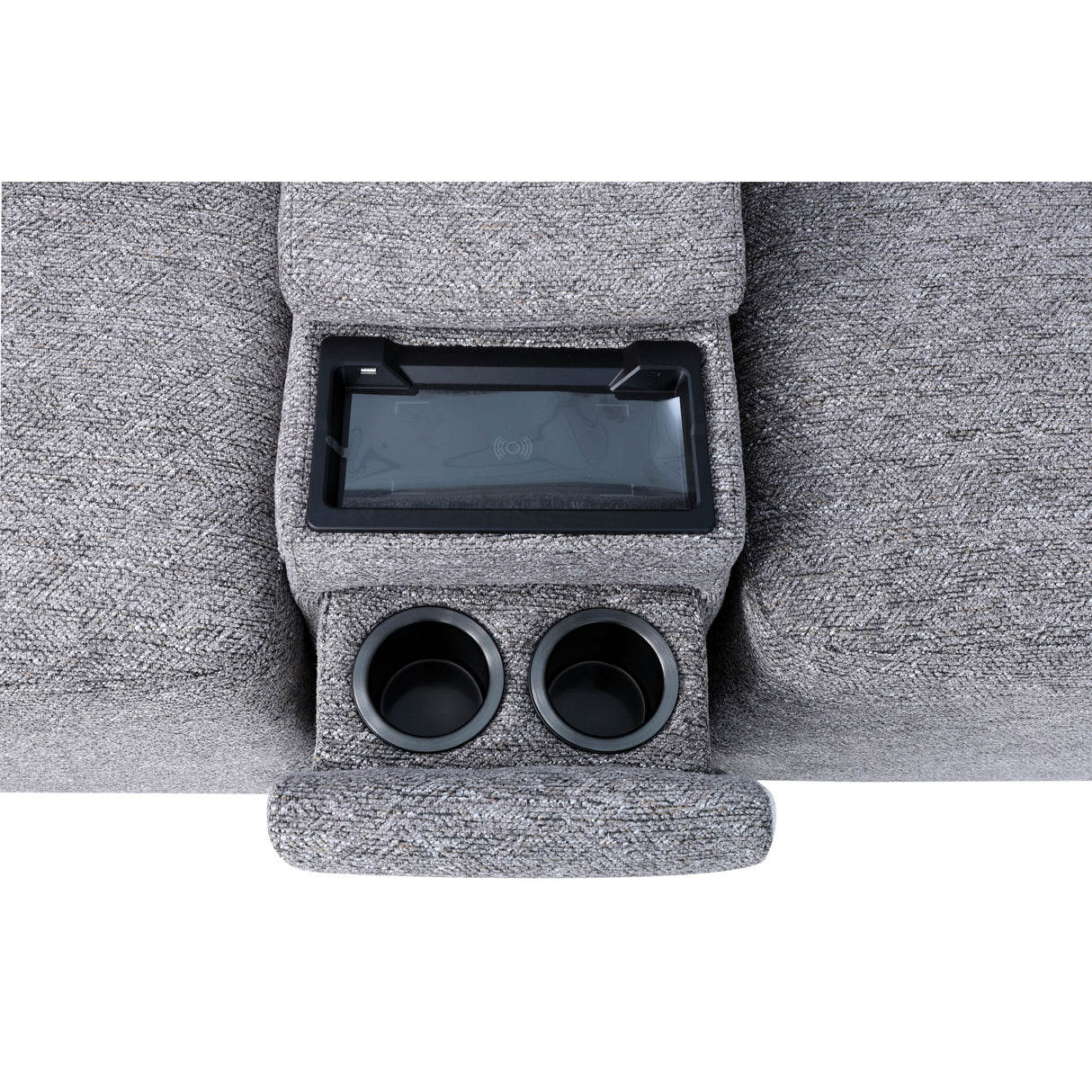 Detail view of Duncan Smoke 6 Piece Power Slider Chaise Sleeper Sectional