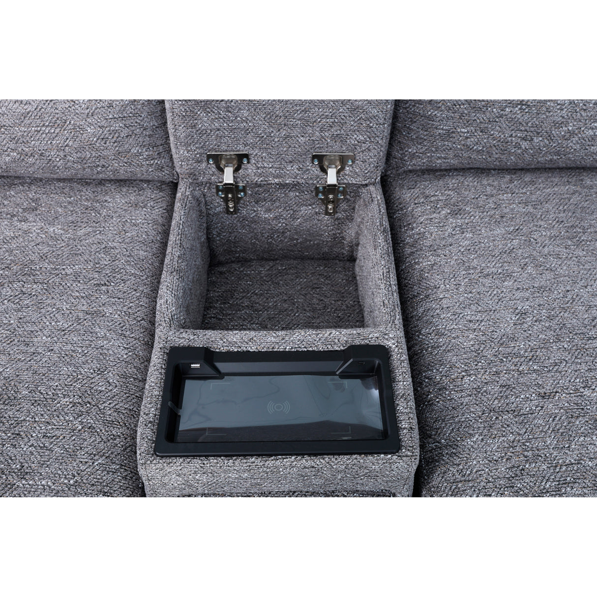 Detail view 2 of Duncan Smoke 6 Piece Power Slider Chaise Sleeper Sectional