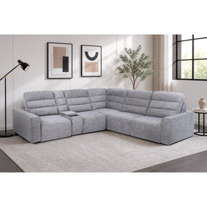 A room setting featuring Duncan Smoke 6 Piece Power Slider Chaise Sleeper Sectional
