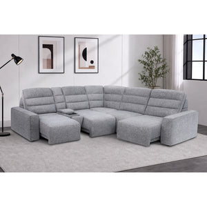 Room setting 2 featuring Duncan Smoke 6 Piece Power Slider Chaise Sleeper Sectional