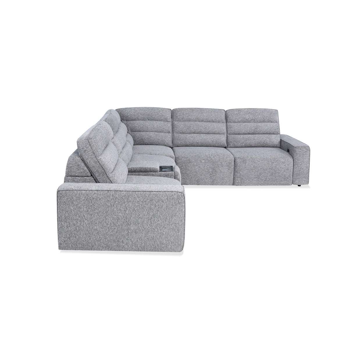 Side view of Duncan Smoke 6 Piece Power Slider Chaise Sleeper Sectional