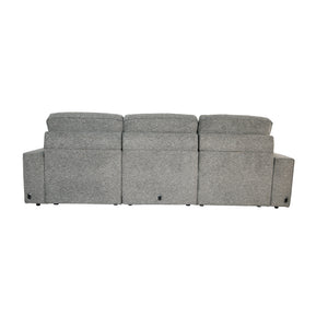 Back view of Duncan Smoke 3 Piece Power Slider Chaise Sleeper Sofa