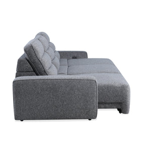 Extended view of Duncan Smoke 3 Piece Power Slider Chaise Sleeper Sofa