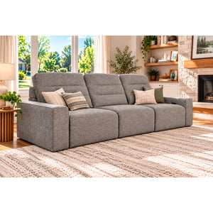 A room setting featuring Duncan Smoke 3 Piece Power Slider Chaise Sleeper Sofa
